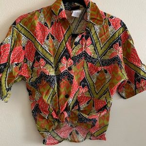 VTG Judy Knapp Graphic Print Button Up Size Small